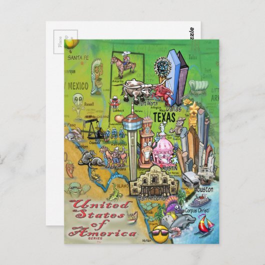 Texas USA Briefkaart (Voorkant / Achterkant)