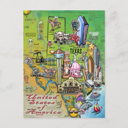 Texas USA Briefkaart (Voorkant)