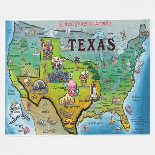 Texas USA Fleece Blanket Deken (Voorkant (Horizontaal))