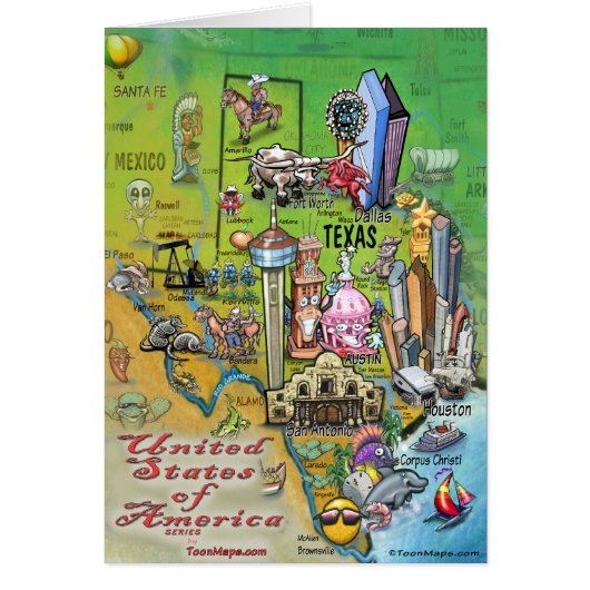 Texas USA Kaart (Voorkant)