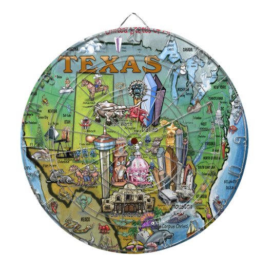 Texas USA Map Dartbord (Voorkant)