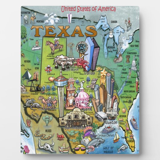 Texas USA Map Fotoplaat (Voorkant)