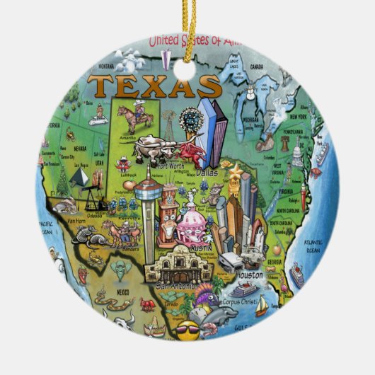 Texas USA Map Keramisch Ornament (Voorkant)