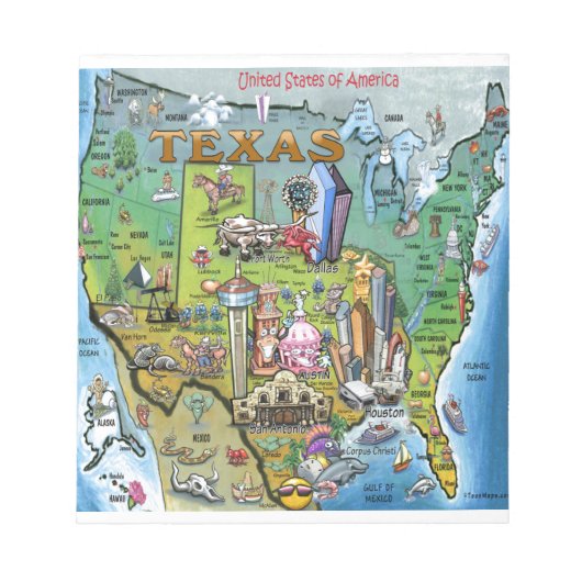 Texas USA Map Notitieblok (Voorkant)