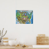 Texas USA Map Poster (Keuken)
