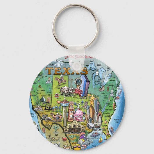 Texas USA Map Sleutelhanger (Voorkant)