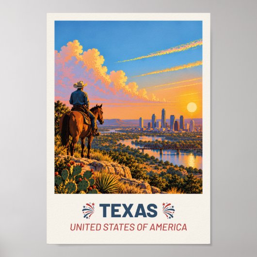 Texas USA – Oude Reisposter Poster (Voorkant)
