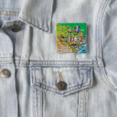 Texas USA Vierkante Button 5,1 Cm (In situ)