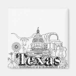 Texas Vacation Tekening Vacation Art Traveling Des Magneet