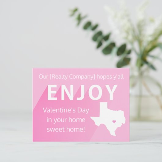 Texas Valentijnsdag Realtor Marketing Briefkaart (Staand voorkant)
