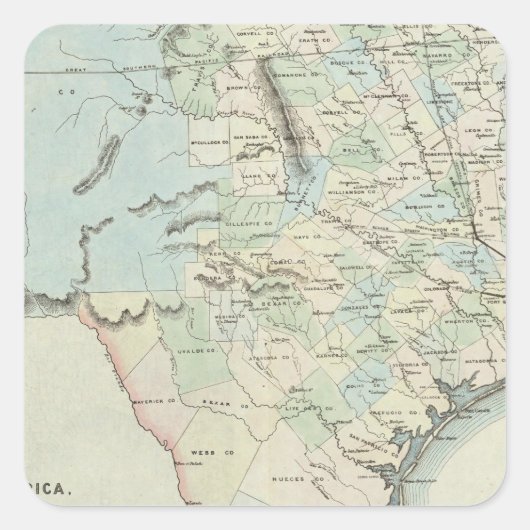Texas van de Verenigde Staten van Amerika Vierkante Sticker (Voorkant)