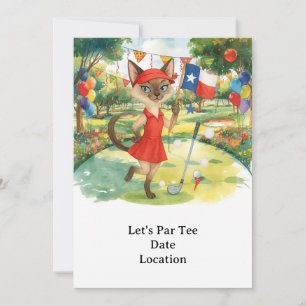 Texas Verjaardag Thema voor GOLFER Cat Lovers Kaart