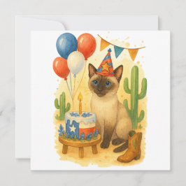 Texas verjaardagsthema voor kattenliefhebbers feestdagenkaart