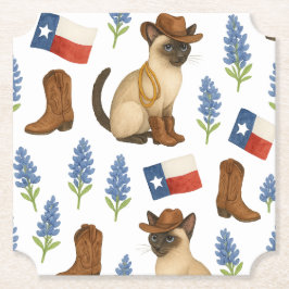Texas verjaardagsthema voor kattenliefhebbers kartonnen onderzetters