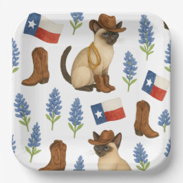 Texas verjaardagsthema voor kattenliefhebbers papieren bordje