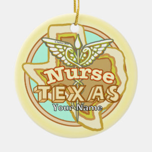 Texas Verpleegster Caduceus Keramisch Ornament