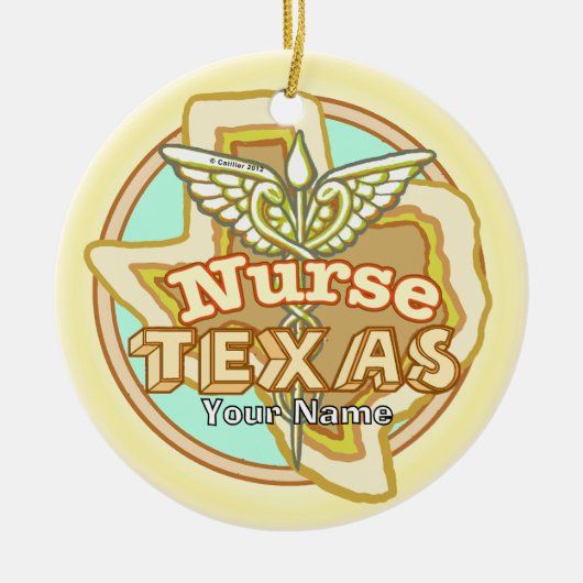 Texas Verpleegster Caduceus Keramisch Ornament (Voorkant)