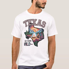 Texas Vind Je Wilde Vintage Outdoor Avontuur Kunst T-shirt