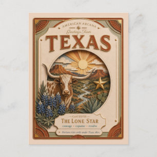 Texas Vintage Paper Cut Amerikaanse Arcana Briefkaart