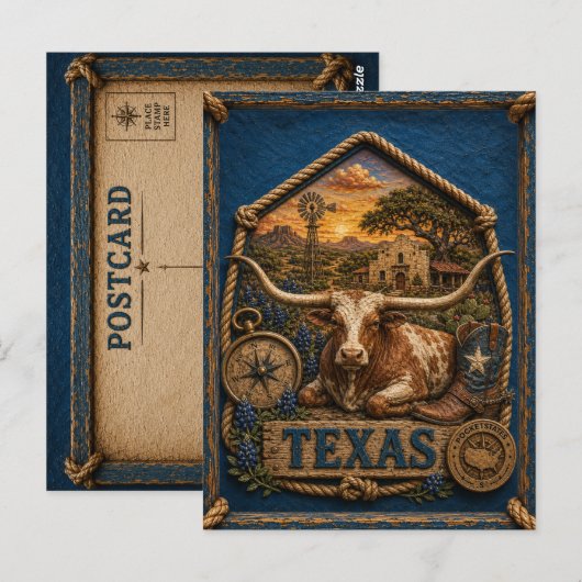 Texas Vintage Reizen Briefkaart (Voorkant / Achterkant)