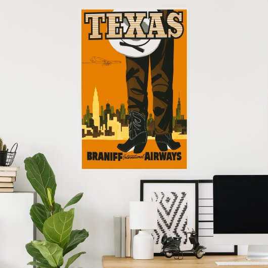 Texas Vintage Travel Poster (Thuiskantoor)