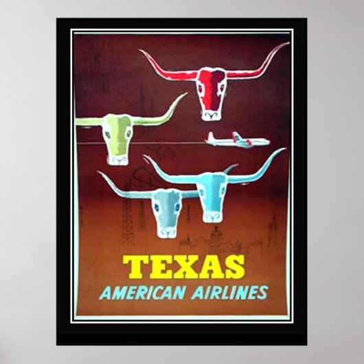 Texas Vintage Travel poster (Voorkant)
