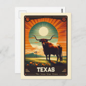 Texas | Vintage van patriottische spirit Briefkaart (Voorkant / Achterkant)