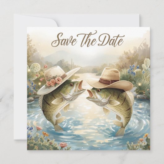 Texas Visserij Bruiloft Save the Date (Voorkant)