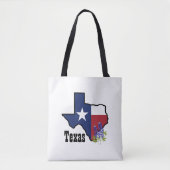 Texas Vlag & Bloem Bluebonnet met Aangepaste Naam Tote Bag (Voorkant)