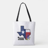 Texas Vlag & Bloem Bluebonnet met Aangepaste Naam Tote Bag (Achterkant)