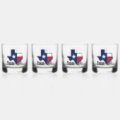 Texas Vlag & Bloem Bluebonnet met Aangepaste Naam Whisky Glas (Voorkant)
