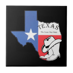 Texas: Vlag en Silhouet van Texas, Tegeltje