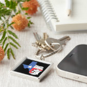 Texas: Vlag en Silhouette van Texas Sleutelhanger (Zijkant)