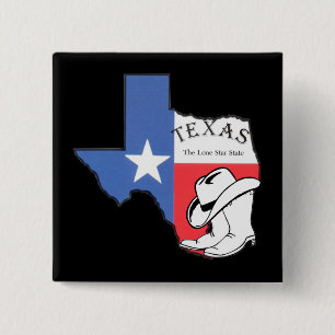 Texas: Vlag en Silhouette van Texas Vierkante Button 5,1 Cm
