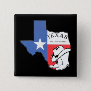 Texas: Vlag en Silhouette van Texas Vierkante Button 5,1 Cm