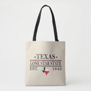 Texas vlag kaart de eenzame ster staat tote bag