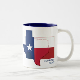 TEXAS VLAG KAART God Bless Gepersonaliseerd Schrif Tweekleurige Koffiemok