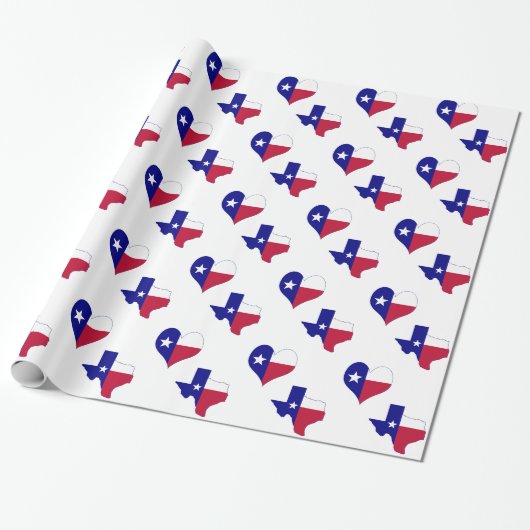 Texas vlag kaart met hart cadeaupapier (Uitgerold)