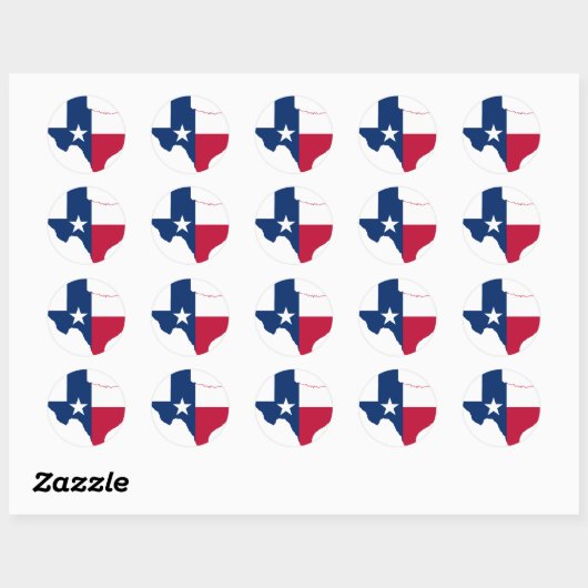 Texas vlag-kaart ronde sticker (Vel)