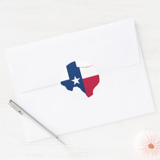 Texas vlag-kaart ronde sticker (Envelop)