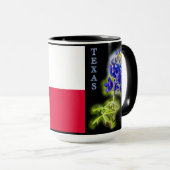 Texas Vlag met Bluebonnets op zwart, Mok (Voorkant rechts)
