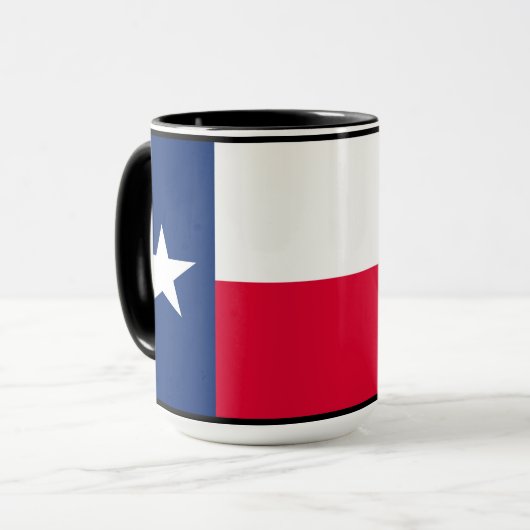 Texas Vlag met Bluebonnets op zwart, Mok (Voorkant links)
