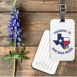 Texas Vlag met State Flower Bluebonnet Custom Bagagelabel