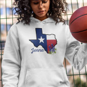 Texas Vlag met State Flower Bluebonnet Custom Hoodie