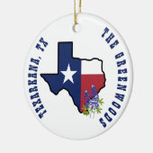 Texas Vlag met State Flower Bluebonnet Custom Keramisch Ornament (Links)