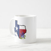 Texas Vlag met State Flower Bluebonnet Custom Koffiemok (Voorkant links)