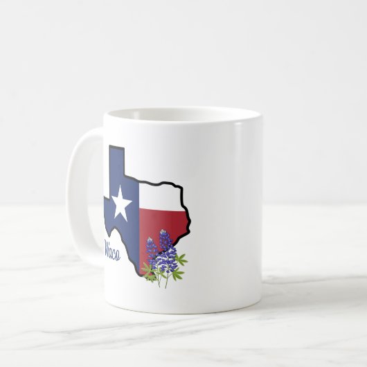 Texas Vlag met State Flower Bluebonnet Custom Koffiemok (Voorkant links)