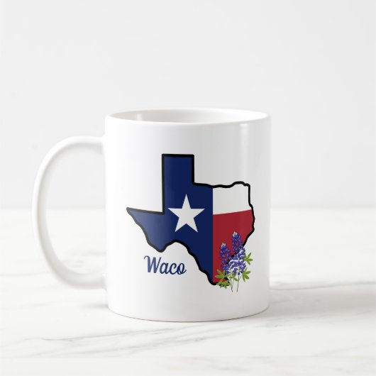 Texas Vlag met State Flower Bluebonnet Custom Koffiemok (Links)