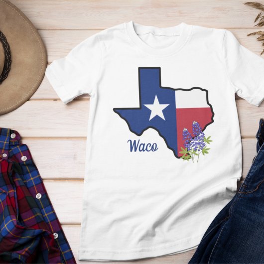 Texas Vlag met State Flower Bluebonnet Custom T-shirt