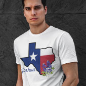 Texas Vlag met State Flower Bluebonnet Custom T-shirt